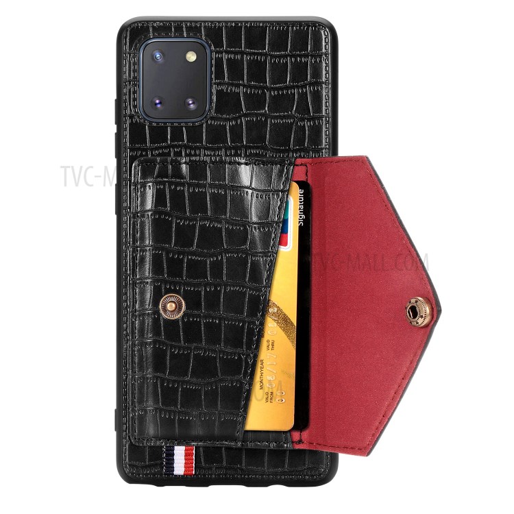 Crocodile Skin PU Leather Coated TPU Case for Samsung Galaxy A81/Note 10 Lite - Black-4