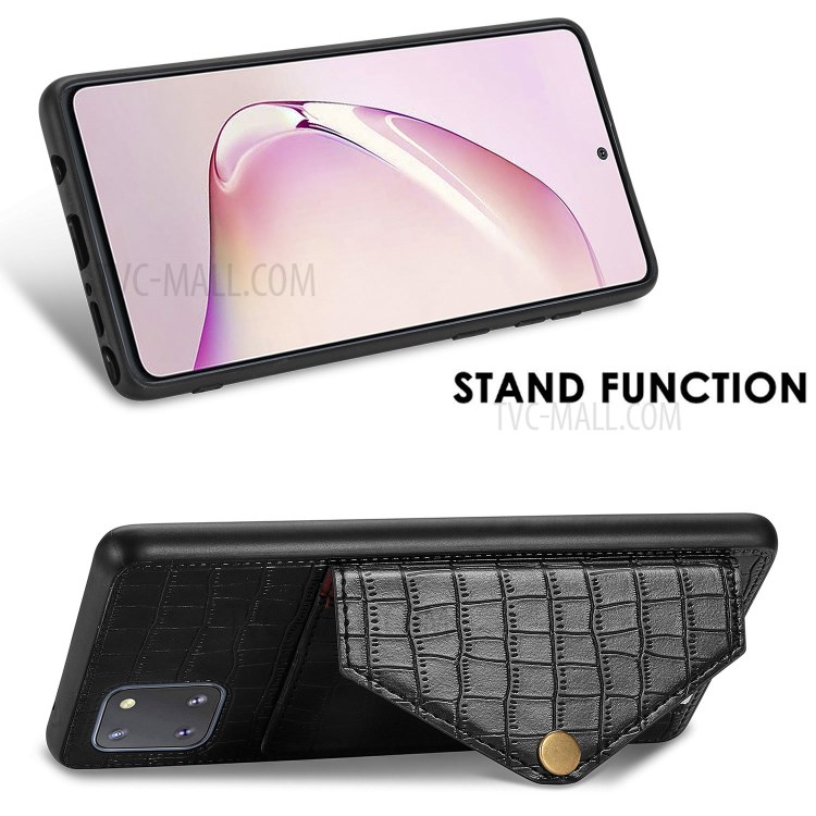 Crocodile Skin PU Leather Coated TPU Case for Samsung Galaxy A81/Note 10 Lite - Black-7