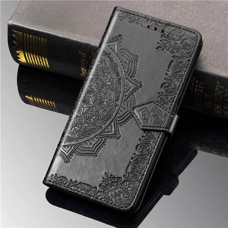 Embossed Mandala Flower Wallet Leather Stand Phone Protection Cover for Samsung Galaxy A71 SM-A715 - Black-13