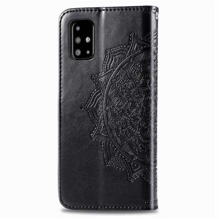 Embossed Mandala Flower Wallet Leather Stand Phone Protection Cover for Samsung Galaxy A71 SM-A715 - Black-8