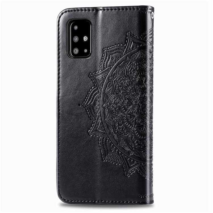 Embossed Mandala Flower Wallet Leather Stand Phone Protection Cover for Samsung Galaxy A71 SM-A715 - Black-8