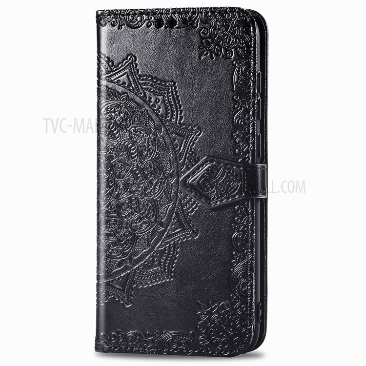 Embossed Mandala Flower Wallet Leather Stand Phone Protection Cover for Samsung Galaxy A31 - Black-7