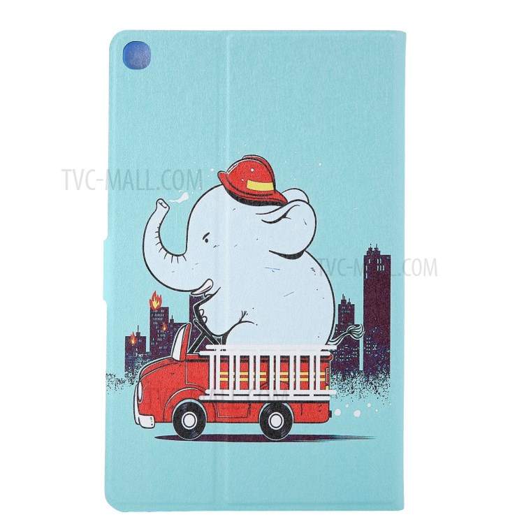 Pattern Printing Card Slots Flip Leather Tablet Case for Samsung Galaxy Tab A 10.1 (2019) SM-T510/T515 - Elephant-1