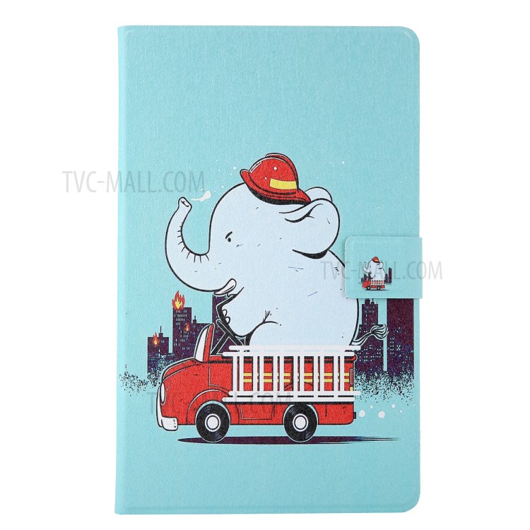 Pattern Printing Card Slots Flip Leather Tablet Case for Samsung Galaxy Tab A 10.1 (2019) SM-T510/T515 - Elephant-2