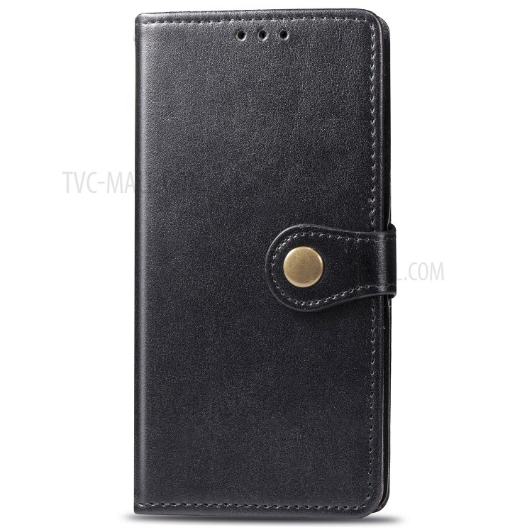 Round Buckle Wallet Leather Stand Case for Samsung Galaxy A01 - Black-2