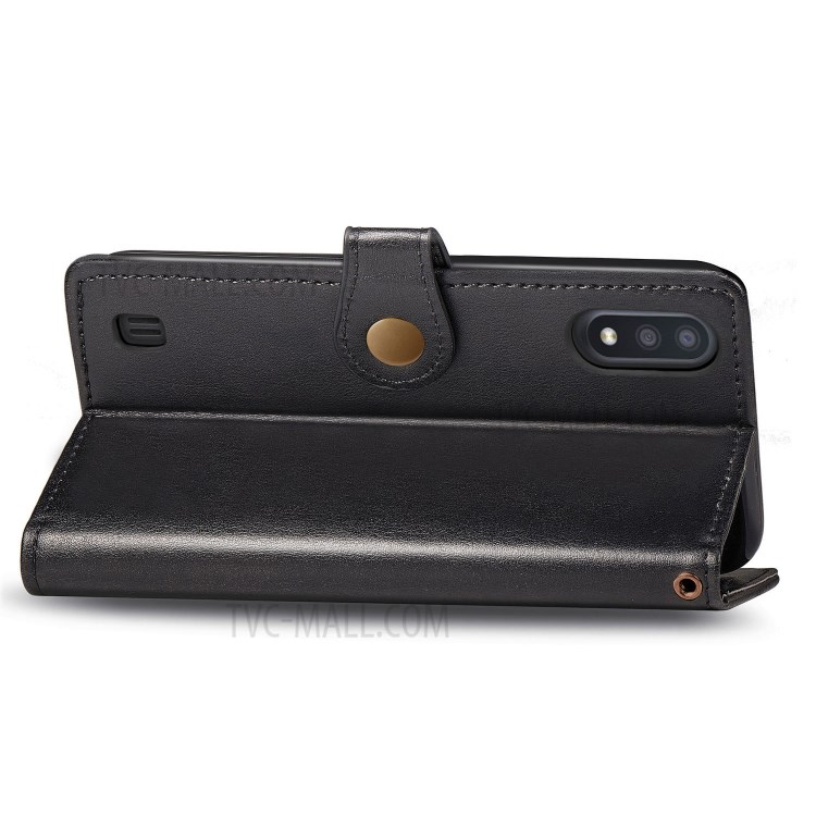 Round Buckle Wallet Leather Stand Case for Samsung Galaxy A01 - Black-6
