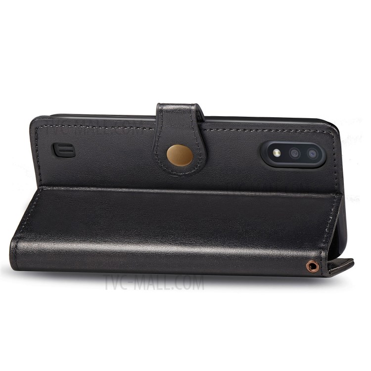 Round Buckle Wallet Leather Stand Case for Samsung Galaxy A01 - Black-6