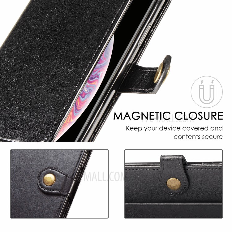 Round Buckle Wallet Leather Stand Case for Samsung Galaxy A01 - Black-9