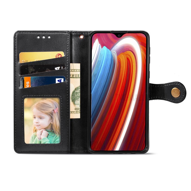 Round Buckle Wallet Leather Cover Phone Case for Samsung Galaxy A21 - Black-4