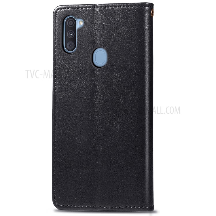 Round Buckle Wallet Case Leather Stand Phone Cover for Samsung Galaxy A11 - Black-3