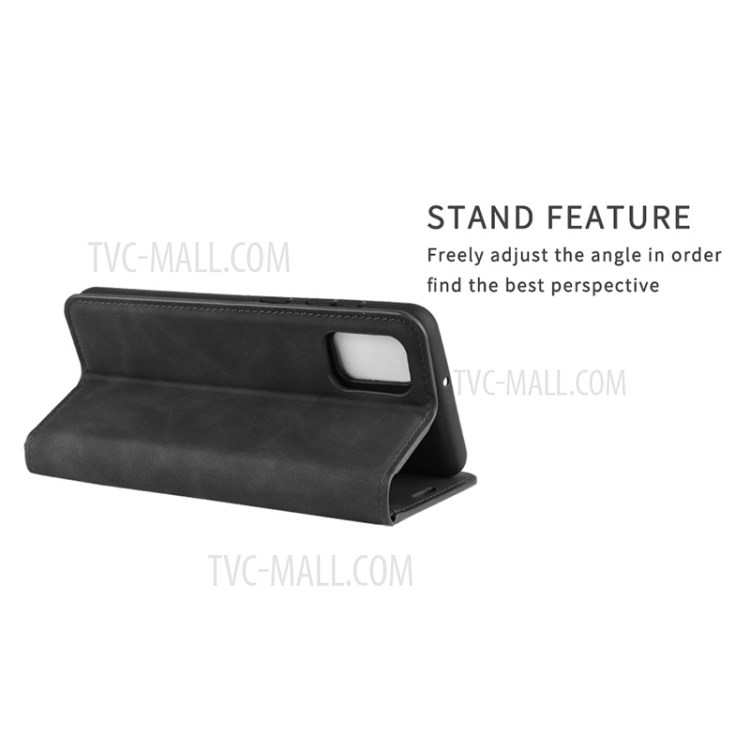 Silky Touch Auto-absorbed Leather with Wallet Mobile Casing for Galaxy A31 - Black-5
