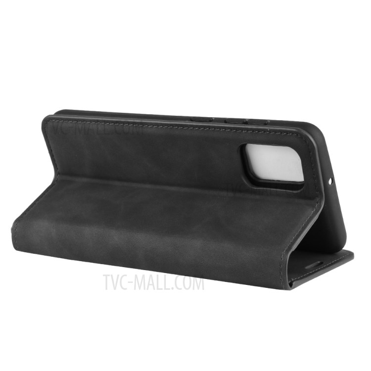 Silky Touch Auto-absorbed Leather with Wallet Mobile Casing for Galaxy A31 - Black-8