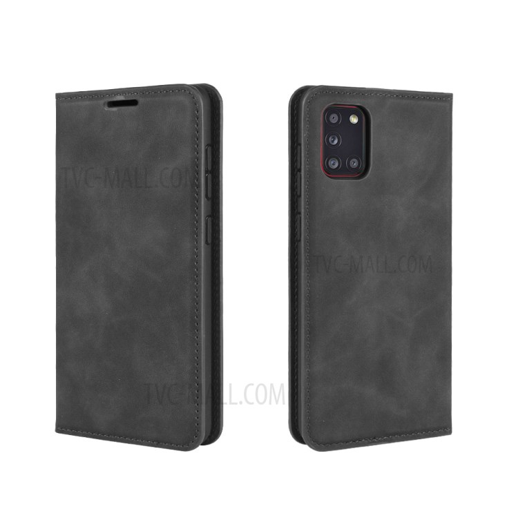 Silky Touch Auto-absorbed Leather with Wallet Mobile Casing for Galaxy A31 - Black-9