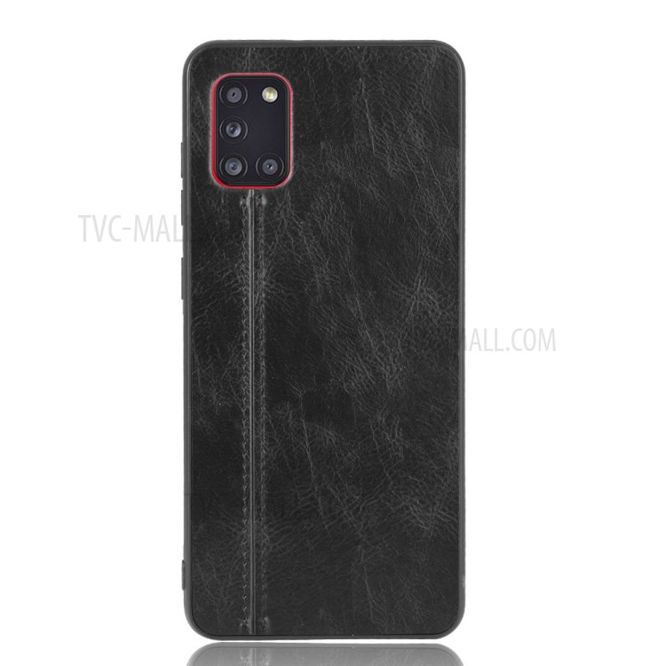 Leather Coated PC + TPU Combo Phone Shell for Galaxy A31 - Black-3