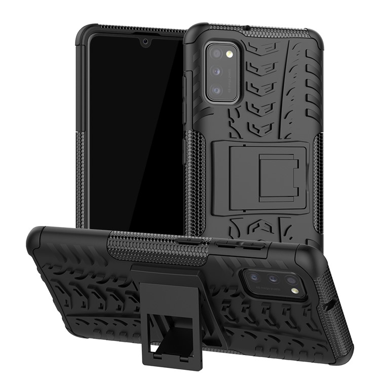 Anti-slip PC + TPU Case with Kickstand for Samsung Galaxy A41 (Global Version) - Black-1