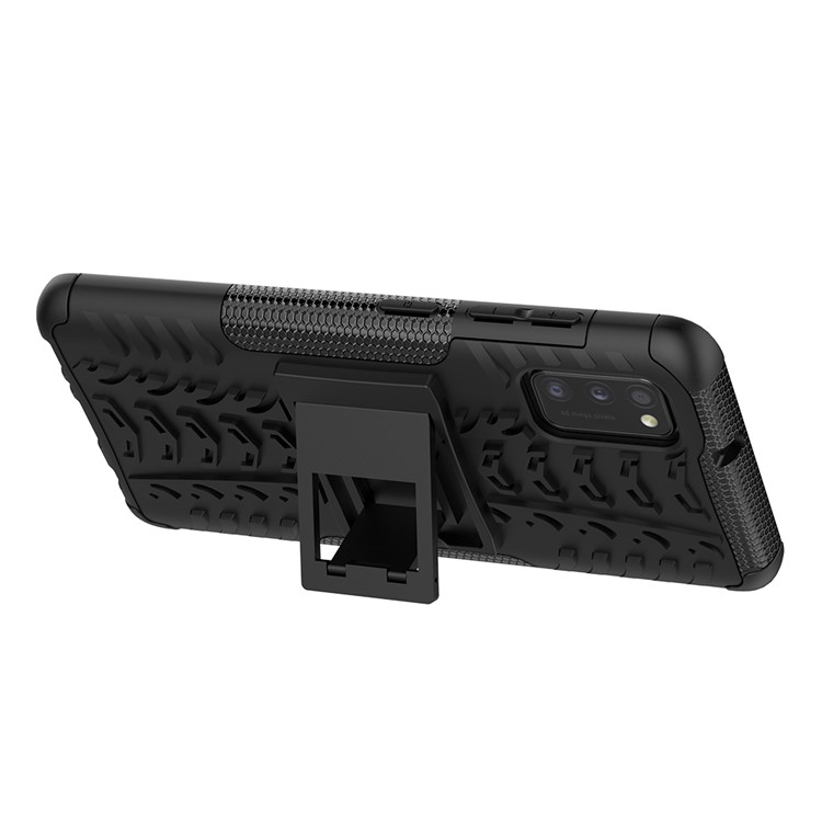 Anti-slip-pc + Tpu-fall Mit Kickstand Für Samsung Galaxy A41 (globale Version) - Schwarz