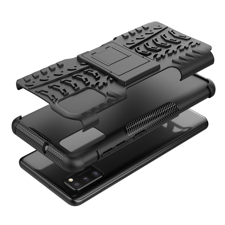 Anti-slip-pc + Tpu-fall Mit Kickstand Für Samsung Galaxy A41 (globale Version) - Schwarz