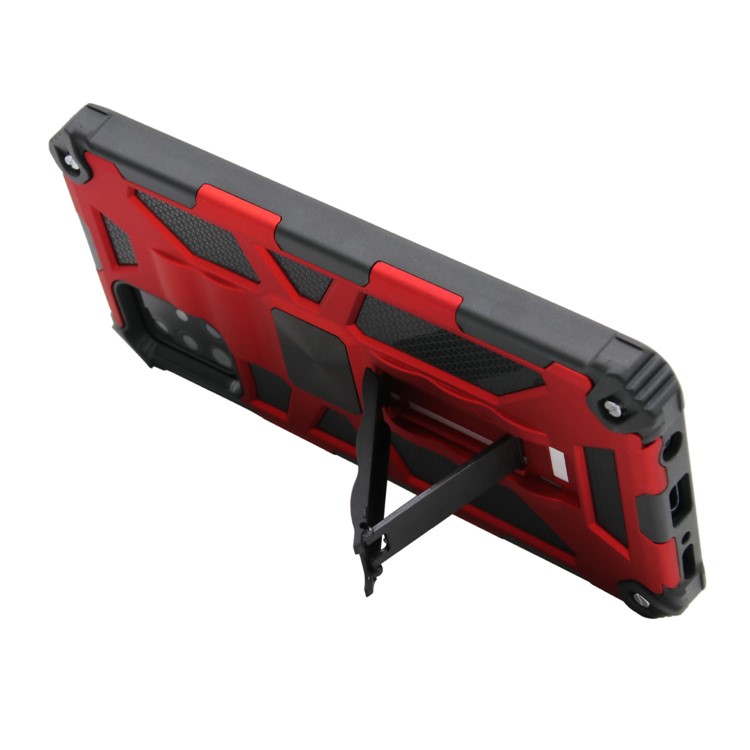 Kickstand Armor Style PC TPU Hybridschale Mit Magnetmetallblech Für Samsung Galaxy A71 SM-A715 - Rot