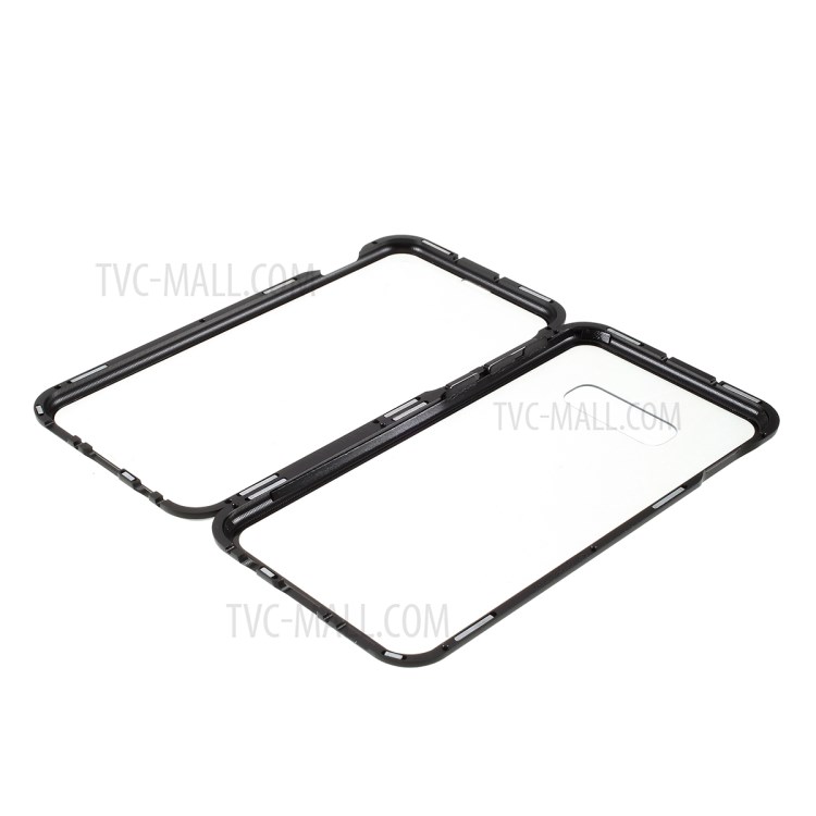 Full Covering Magnetic Metal Frame + Tempered Glass Case for Samsung Galaxy S10e - Black-2