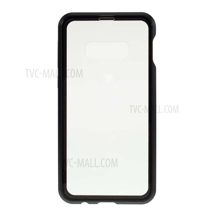 Full Covering Magnetic Metal Frame + Tempered Glass Case for Samsung Galaxy S10e - Black-3