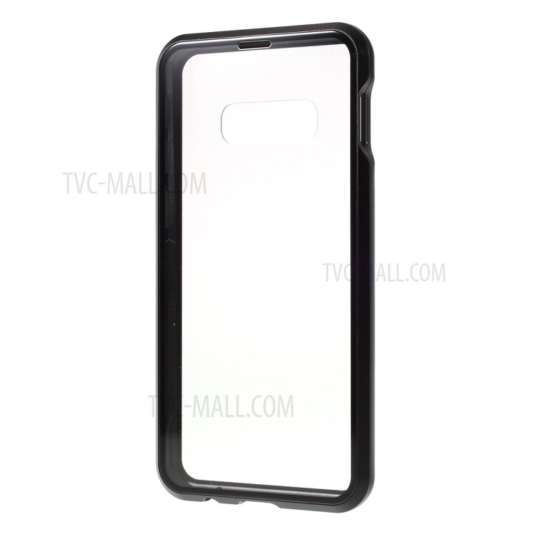 Full Covering Magnetic Metal Frame + Tempered Glass Case for Samsung Galaxy S10e - Black-4