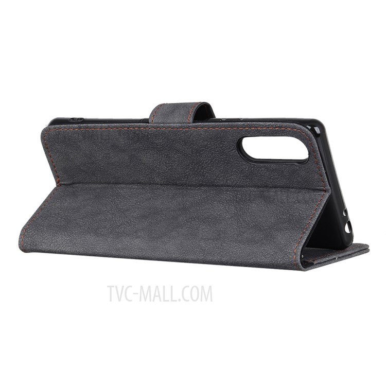 KHAZNEH Retro Split Leather Wallet Stand Shell for Samsung Galaxy Xcover Pro - Black-9
