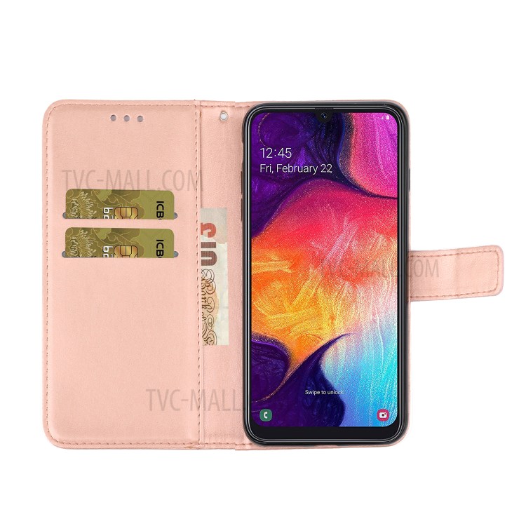 Imprint Butterfly Flower Wallet Leather Case for Samsung Galaxy A41 (Global Version) - Rose Gold-7