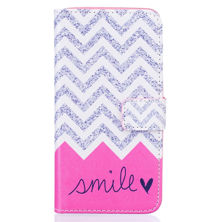 

Patterned Protective Leather Phone Case for Samsung Galaxy J5 (2016) - Chevron and Smile