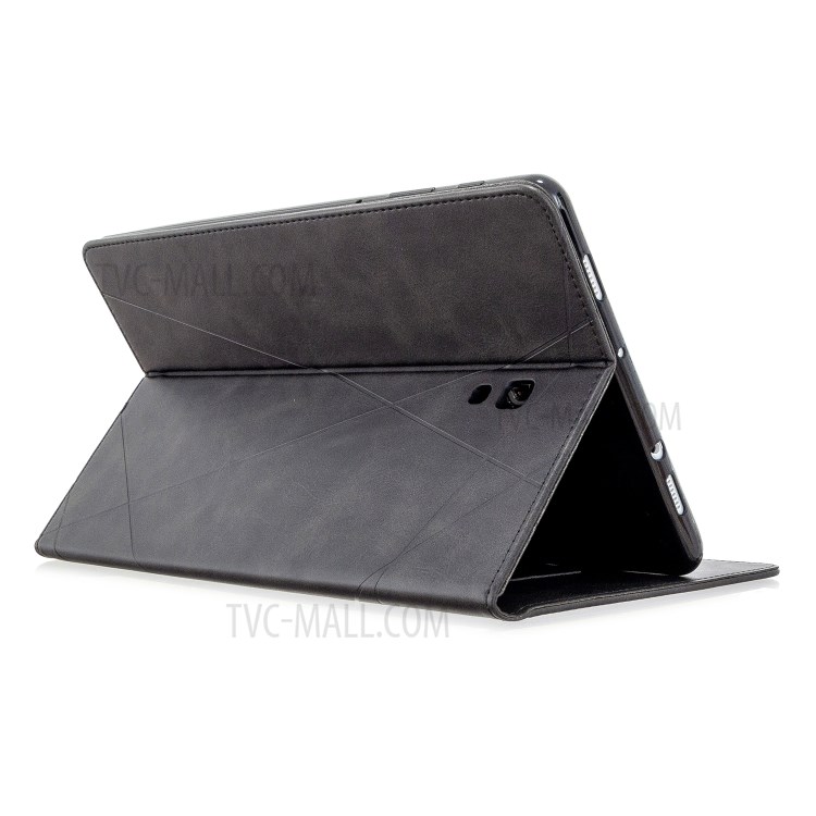 Геометрический Рисунок Кожи Стойки Смарт-крышка Для Samsung Galaxy Tab, 10.5 (2018) T590 T595 - Черный-5