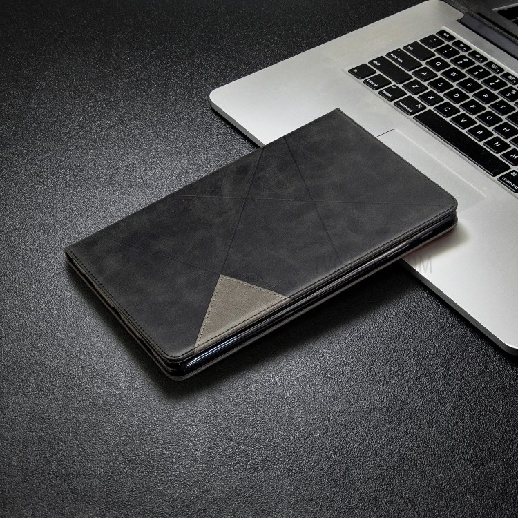 Геометрический Рисунок Кожи Стойки Смарт-крышка Для Samsung Galaxy Tab, 10.5 (2018) T590 T595 - Черный-7