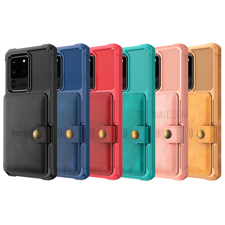 Para La Galaxia S20 De Ultra PU Caso TPU Teléfono De La Carpeta De Cuero Recubierto - Negro-10