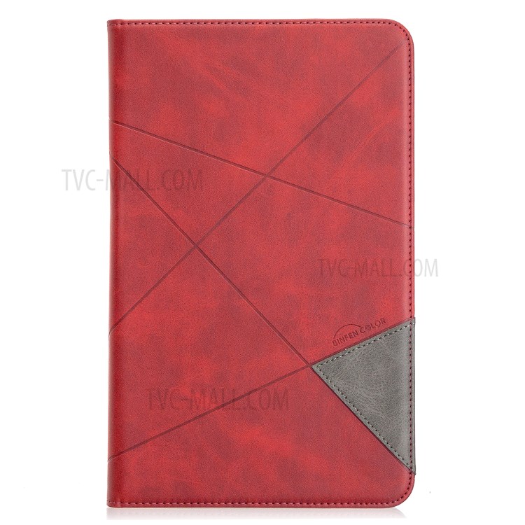 Caso Inteligente Couro Estande Padrão Geométrico Para O Galaxy Tab Samsung A 10.1 (2016) - Vermelho-2