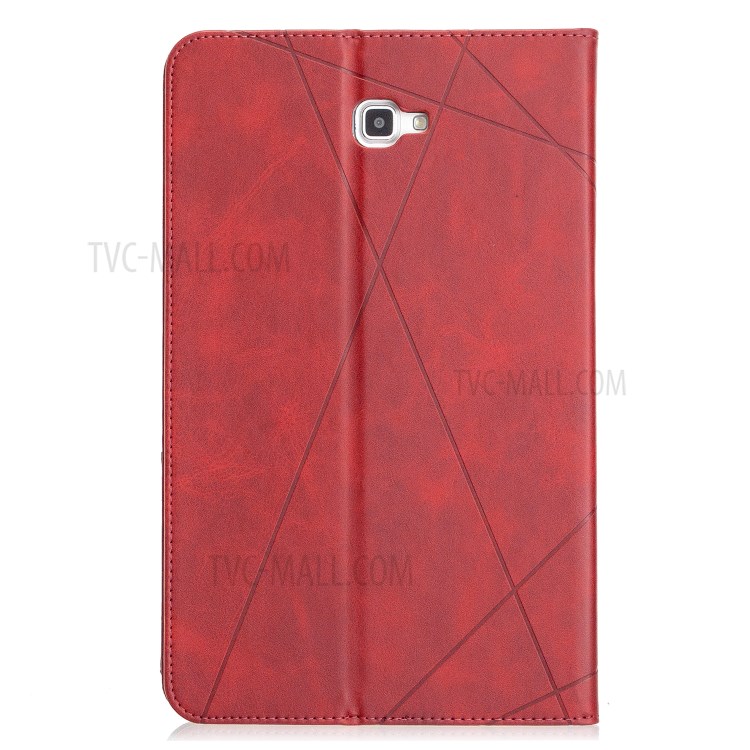 Caso Inteligente Couro Estande Padrão Geométrico Para O Galaxy Tab Samsung A 10.1 (2016) - Vermelho-3