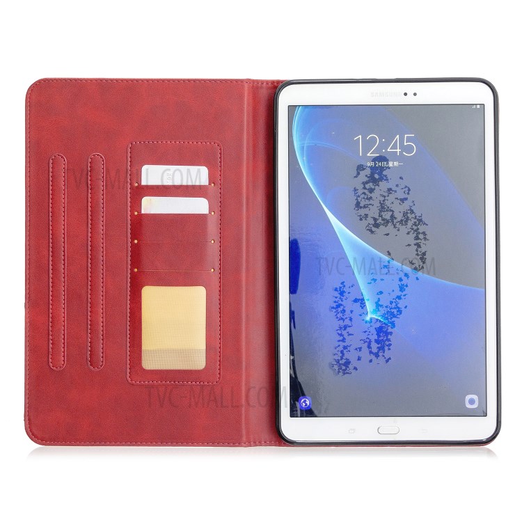Caso Inteligente Couro Estande Padrão Geométrico Para O Galaxy Tab Samsung A 10.1 (2016) - Vermelho-4