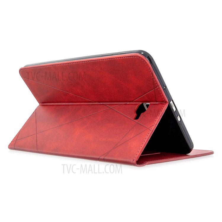 Caso Inteligente Couro Estande Padrão Geométrico Para O Galaxy Tab Samsung A 10.1 (2016) - Vermelho-5