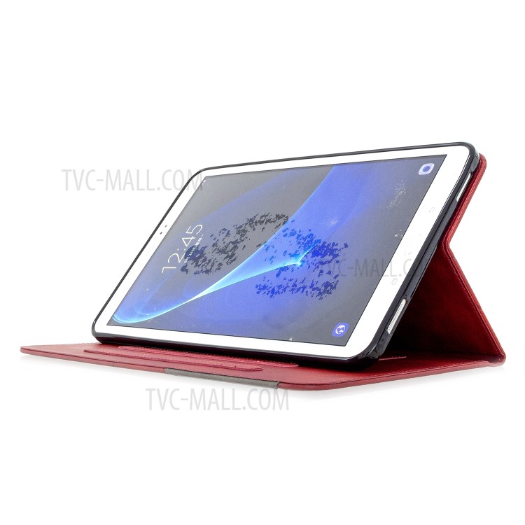 Caso Inteligente Couro Estande Padrão Geométrico Para O Galaxy Tab Samsung A 10.1 (2016) - Vermelho-6