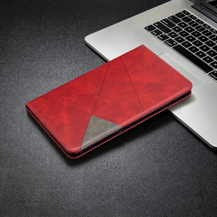 Caso Inteligente Couro Estande Padrão Geométrico Para O Galaxy Tab Samsung A 10.1 (2016) - Vermelho-7