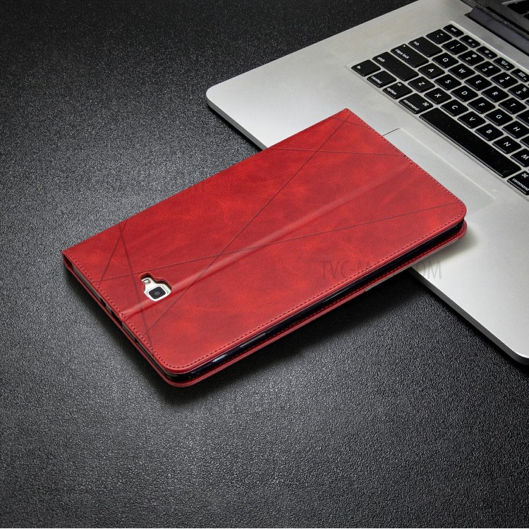 Caso Inteligente Couro Estande Padrão Geométrico Para O Galaxy Tab Samsung A 10.1 (2016) - Vermelho-8