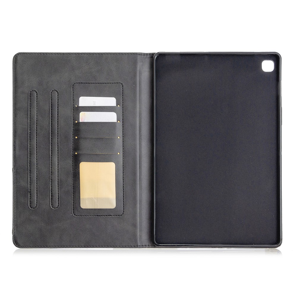 Geometrische Muster Wake / Sleep Leather Treat Case Für Samsung Galaxy Tab S5E SM-T720 - Schwarz