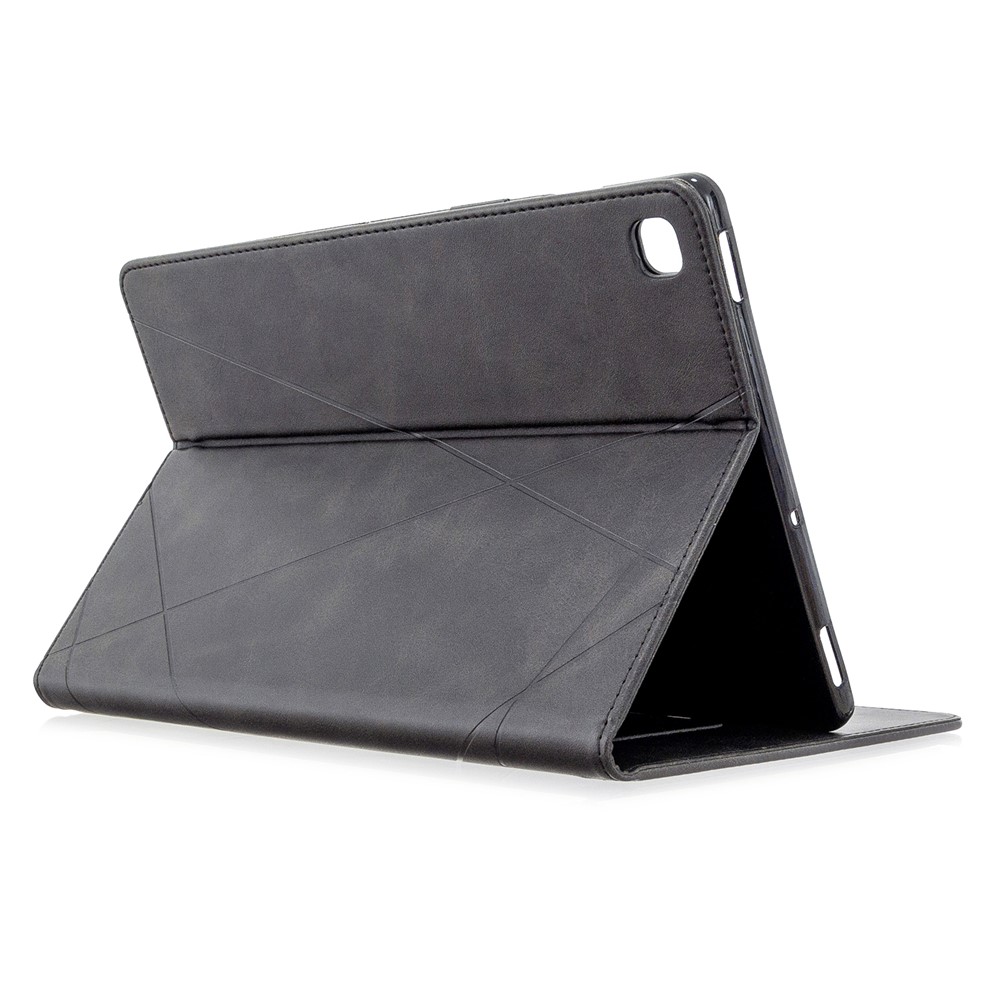 Cassa Del Supporto Geometrica Wake / Sleep In Pelle Per Samsung Galaxy Tab S5E SM-T720 - Nero