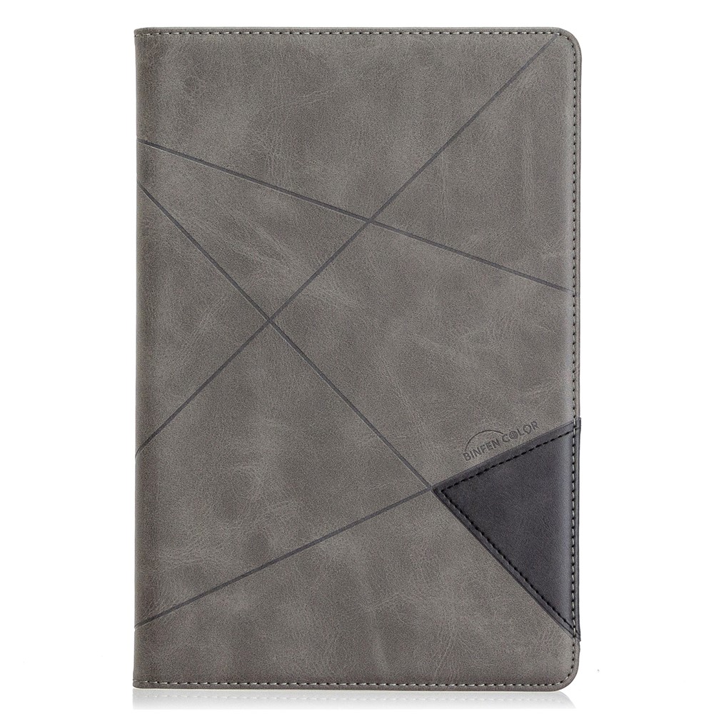 El Caso Del Soporte De Cuero De Vigilia / Sueño Patrón Geométrico Para Samsung Galaxy Tab S5E SM-T720 - Gris-2