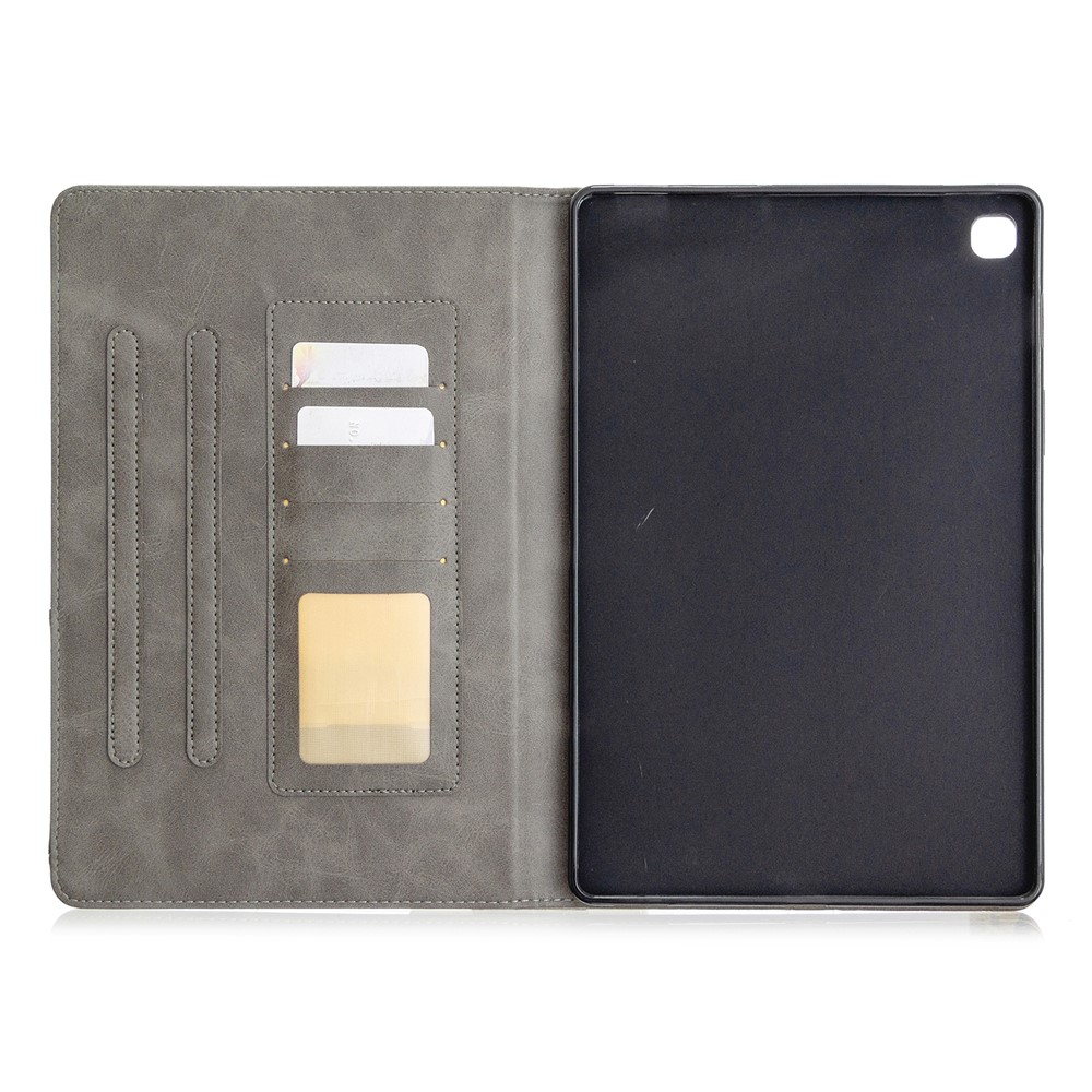 El Caso Del Soporte De Cuero De Vigilia / Sueño Patrón Geométrico Para Samsung Galaxy Tab S5E SM-T720 - Gris-4