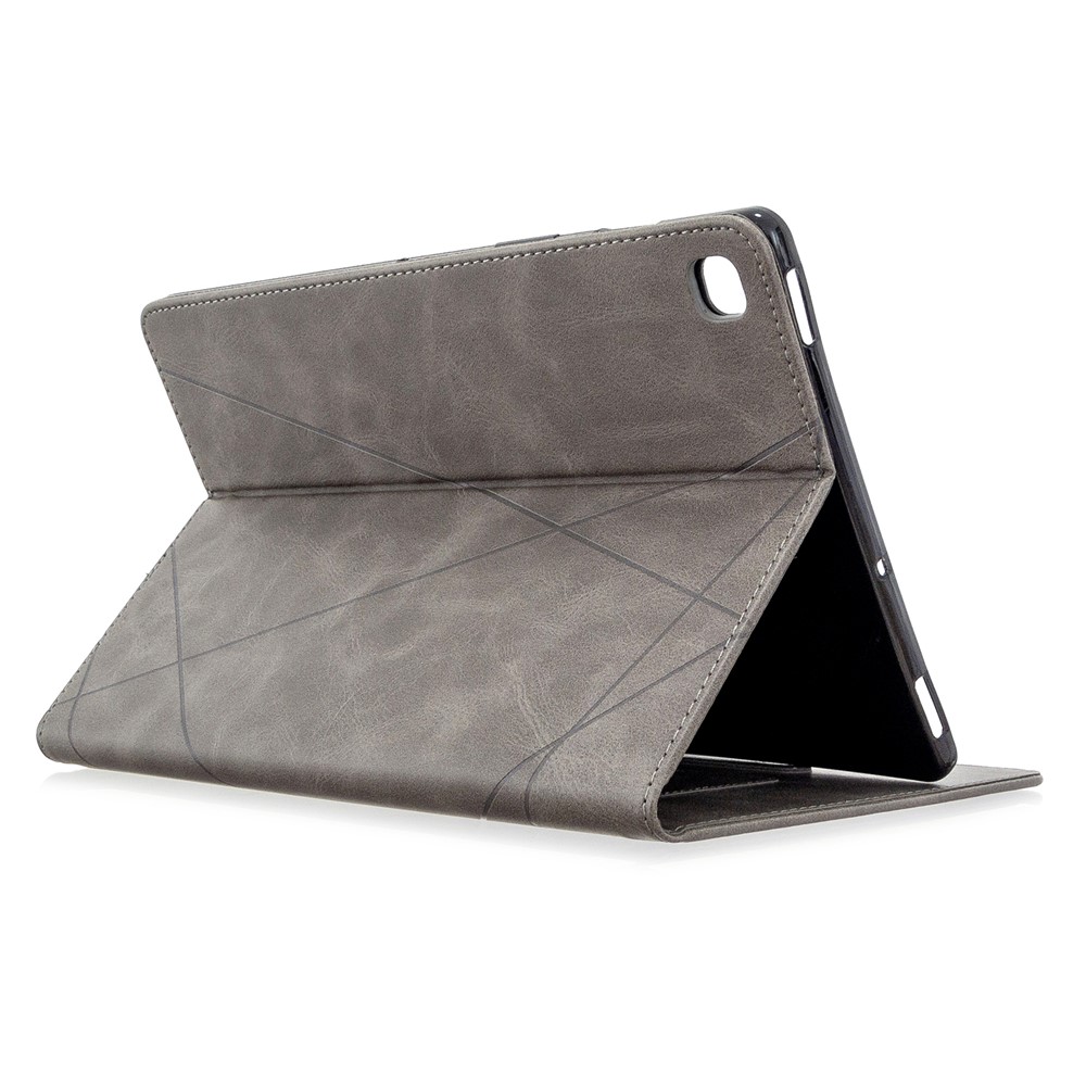 El Caso Del Soporte De Cuero De Vigilia / Sueño Patrón Geométrico Para Samsung Galaxy Tab S5E SM-T720 - Gris-5