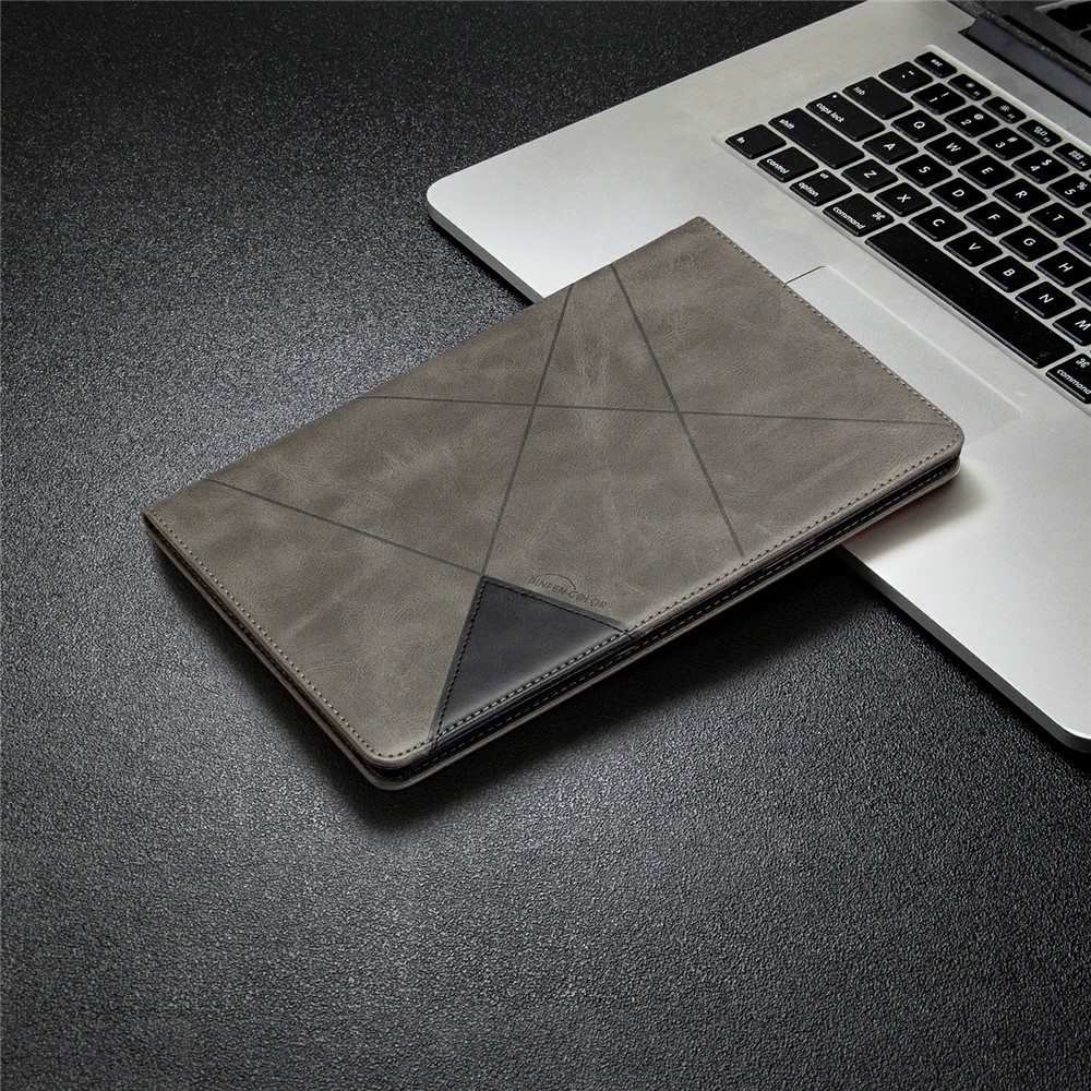 El Caso Del Soporte De Cuero De Vigilia / Sueño Patrón Geométrico Para Samsung Galaxy Tab S5E SM-T720 - Gris-7