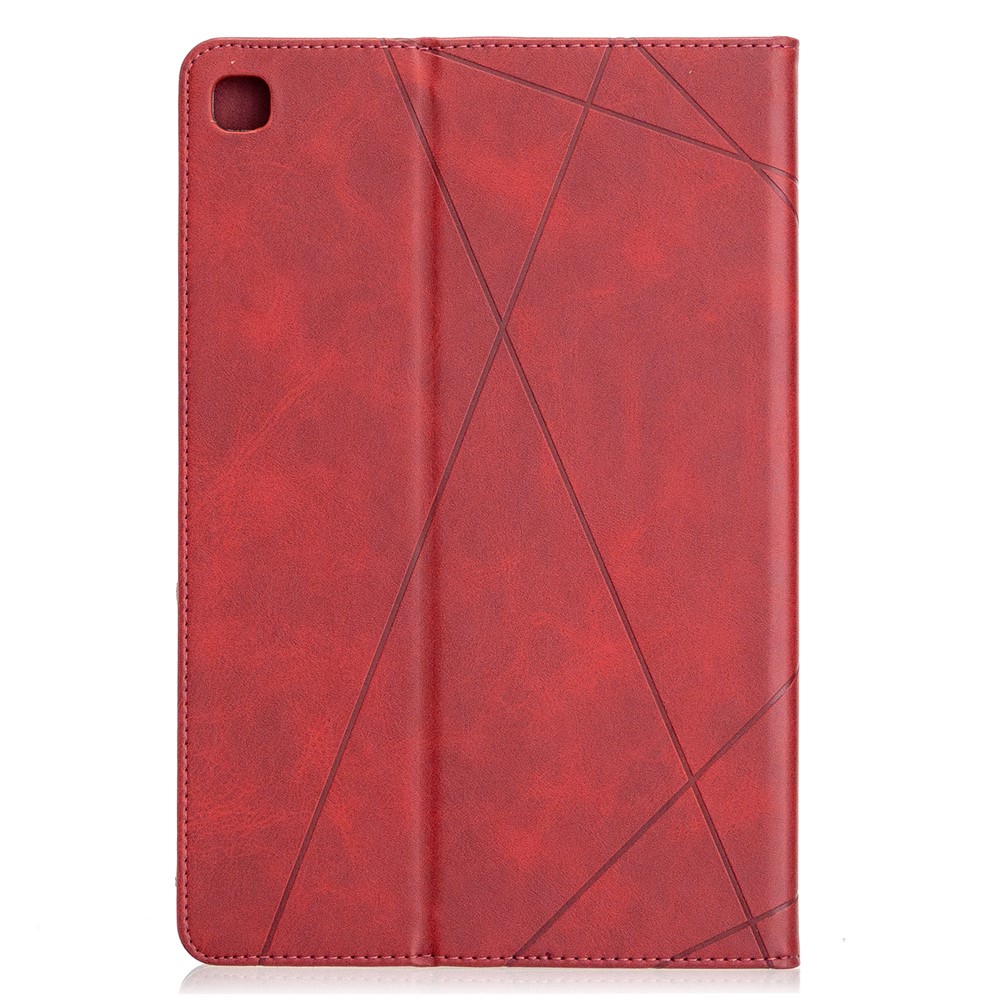 Padrão Geométrico Wake / Sleep Leather Stand Case Para Samsung Galaxy Tab S5E SM-T720 - Vermelho