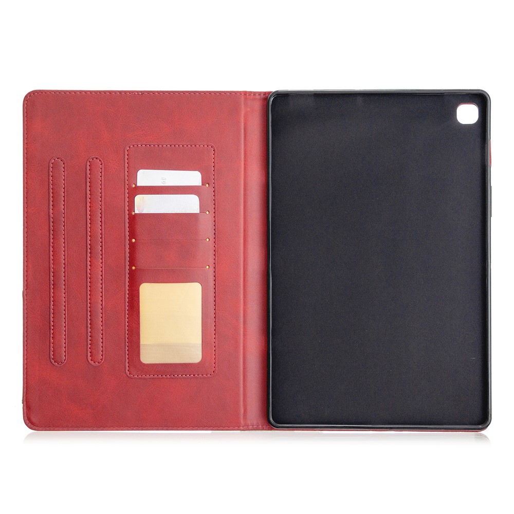 Padrão Geométrico Wake / Sleep Leather Stand Case Para Samsung Galaxy Tab S5E SM-T720 - Vermelho