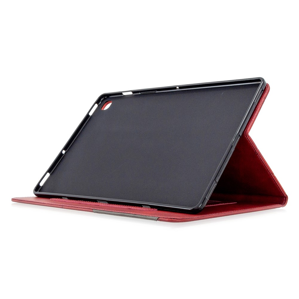 Patrón Geométrico Estalo / Soporte De Cuero Para Dormir Para Samsung Galaxy Tab S5E SM-T720 - Rojo