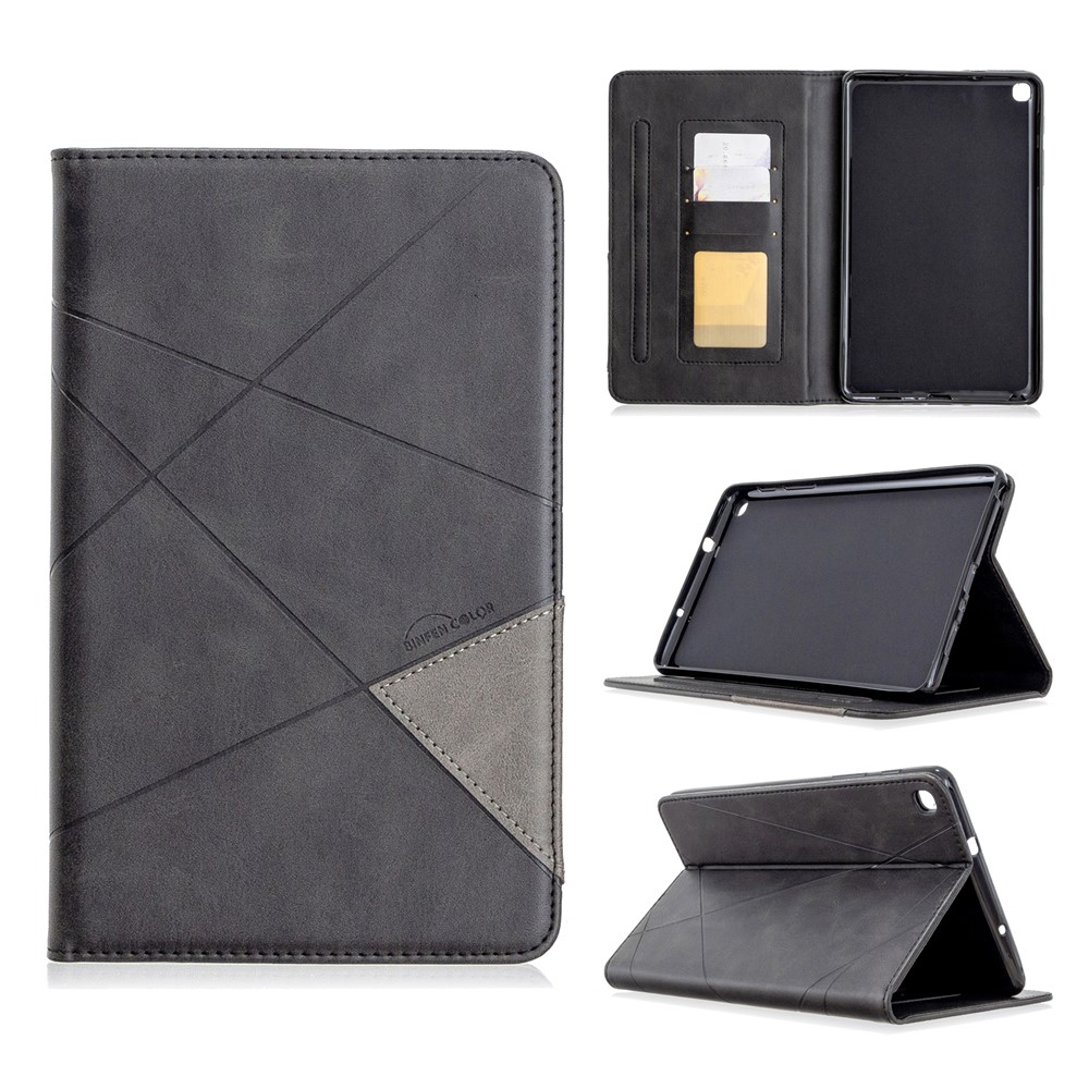 Estuche De Cuero Estela / Del Sueño Patrón Geométrico Para Samsung Galaxy Tab A 8.0 (2019) Con La Pluma S SM-P200 - Negro-1