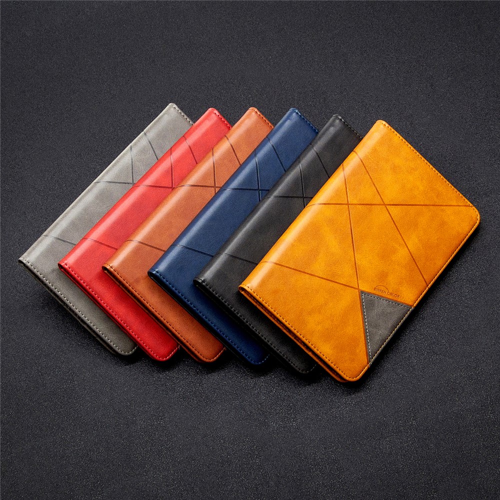 Estuche De Cuero Estela / Del Sueño Patrón Geométrico Para Samsung Galaxy Tab A 8.0 (2019) Con La Pluma S SM-P200 - Negro-10
