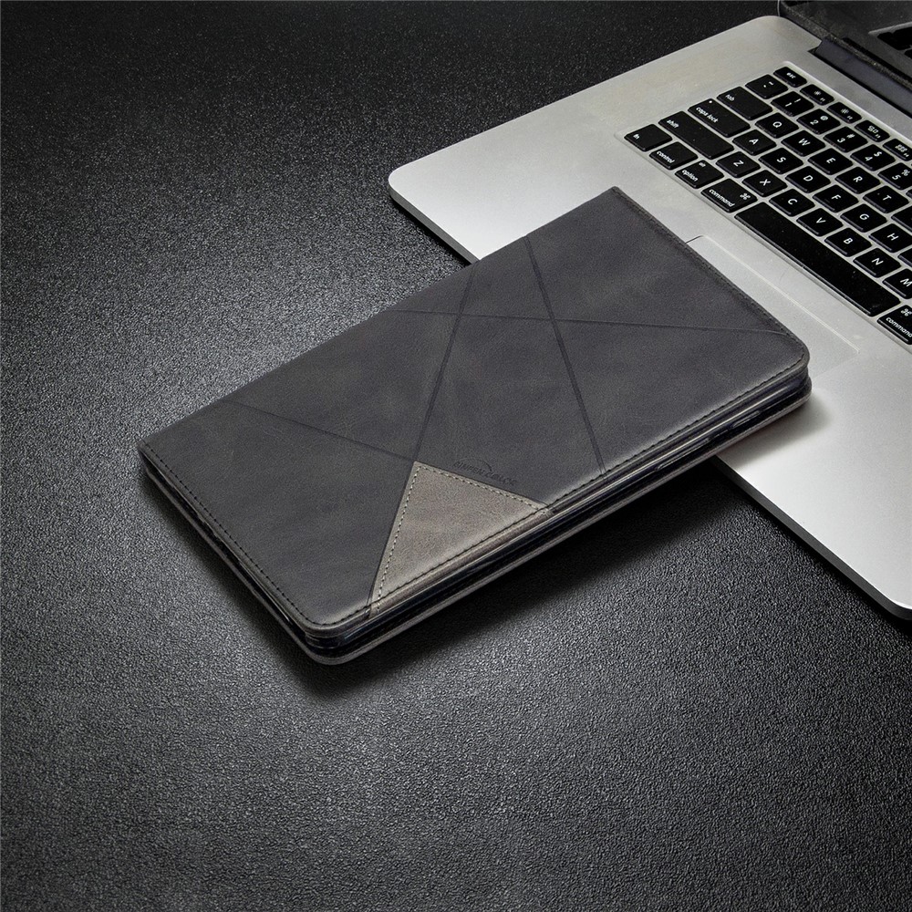Estuche De Cuero Estela / Del Sueño Patrón Geométrico Para Samsung Galaxy Tab A 8.0 (2019) Con La Pluma S SM-P200 - Negro-7